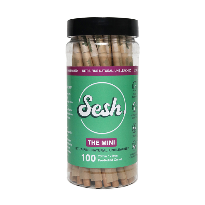 Custom Cones USA 70mm Mini Sesh Ultra-Fine Natural Dogwalker Pre-Rolled Cones, 0.3 Gram - Pack of 100