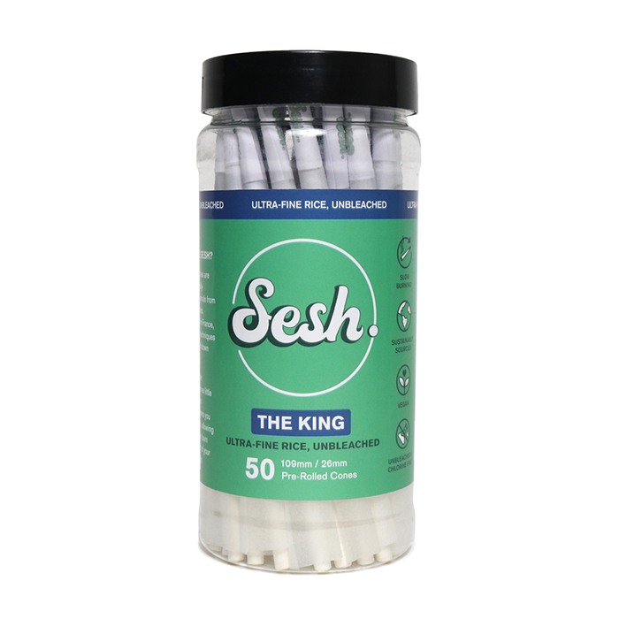 Custom Cones USA 109mm King Sesh Ultra-Fine Refined White Rice Pre-Rolled Cones, 1 Gram - Pack of 50
