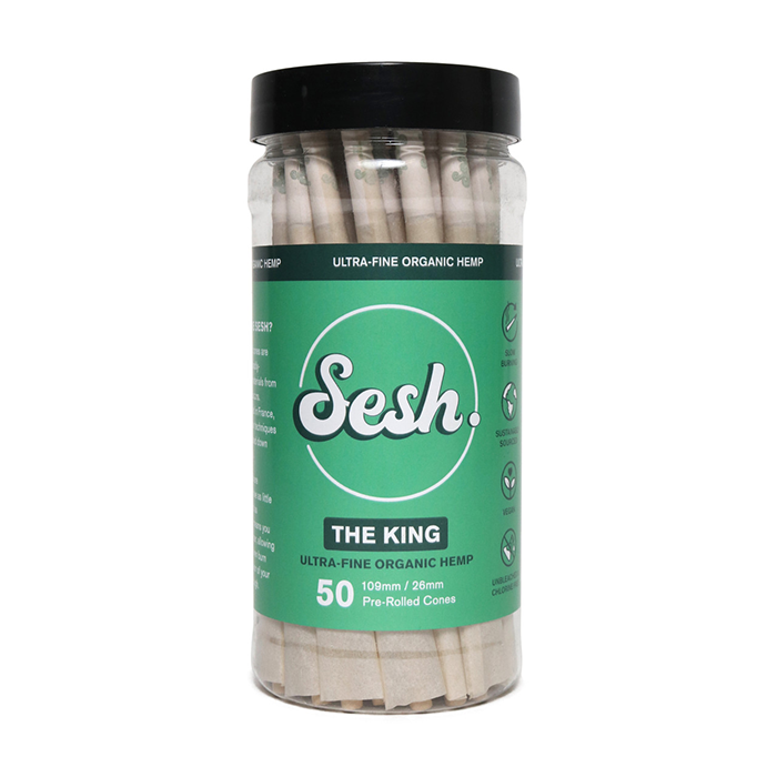 Custom Cones USA 109mm King Sesh Organic Hemp Paper Cones, 1 Gram - Pack of 50