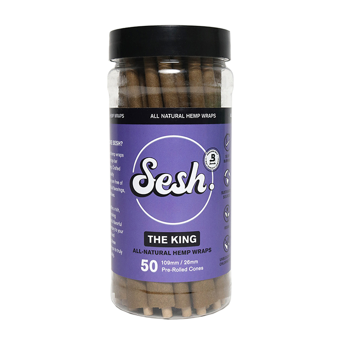 Custom Cones USA 109mm King Sesh All-Natural Hemp Pre-Rolled Blunt Cones, 1 Gram - Pack of 50