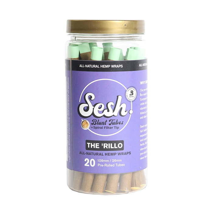Custom Cones USA 109mm The 'Rillo Sesh All-Natural Pre-Rolled Hemp Wrap Tubes - Pack of 20