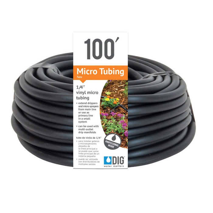 DIG 1/4 Inch Vinyl Distribution Tubing, Black, 0.170 Inch ID x 0.250 Inch OD - 100 Feet - Pack of 12