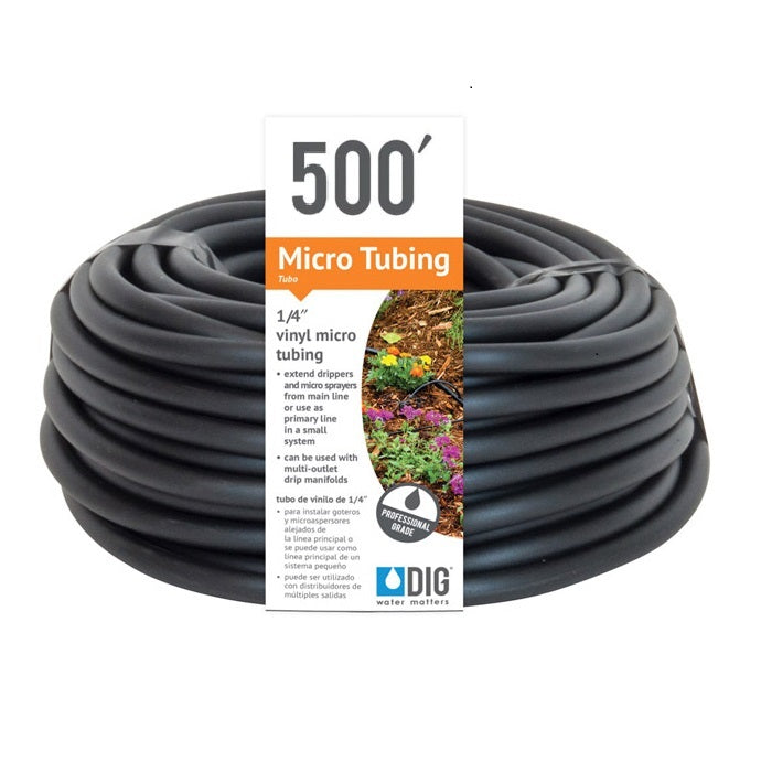 DIG 1/4 Inch Vinyl Distribution Tubing, Black, 0.170 Inch ID x 0.250 Inch OD - 500 Feet - Pack of 2