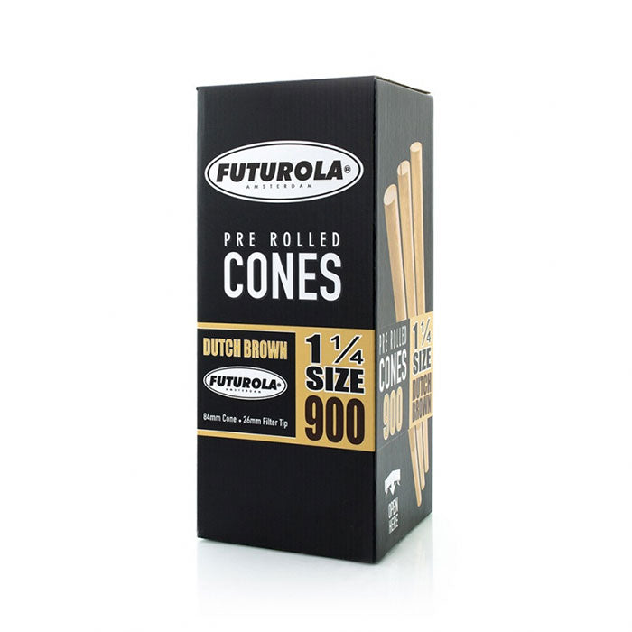 Futurola 1 1/4" Size 84/26 Dutch Brown Pre-Rolled Cone with Futurola Tip - Case of 5400