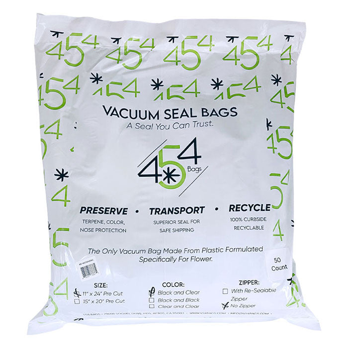454 Bags Vacuum Seal Storage Bags, 5 mil, 11 Inch x 24 Inch, Black & Clear - Pack of 50