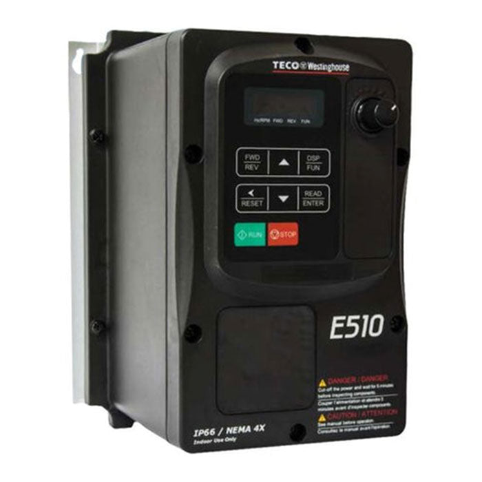 Patterson Fans Teco Westinghouse E510 Variable Speed Drive AC Drive Controller, 1 & 3 Phase, 230 Volt - 1 HP