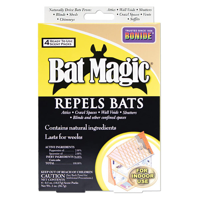 Bonide Bat Magic Bat Repelent Ready-to-Use Scent Packs, Pack of 4