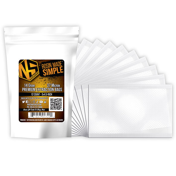 NugSmasher 14 Gram Premium Extraction Bags, 37 Micron Pack of 12