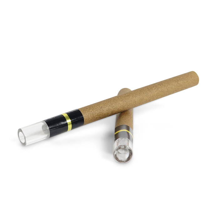 Custom Cones USA 109mm Pre-Rolled Tube Standard Brown Hemp Wrap with Cylinder Glass Tip - Pack of 200