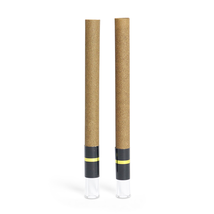 Custom Cones USA 109mm Pre-Rolled Tube Standard Brown Hemp Wrap with Cylinder Glass Tip - Pack of 200