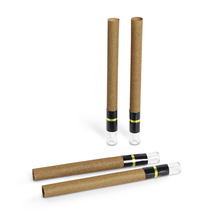Custom Cones USA 109mm Pre-Rolled Tube Standard Brown Hemp Wrap with Cylinder Glass Tip - Pack of 200