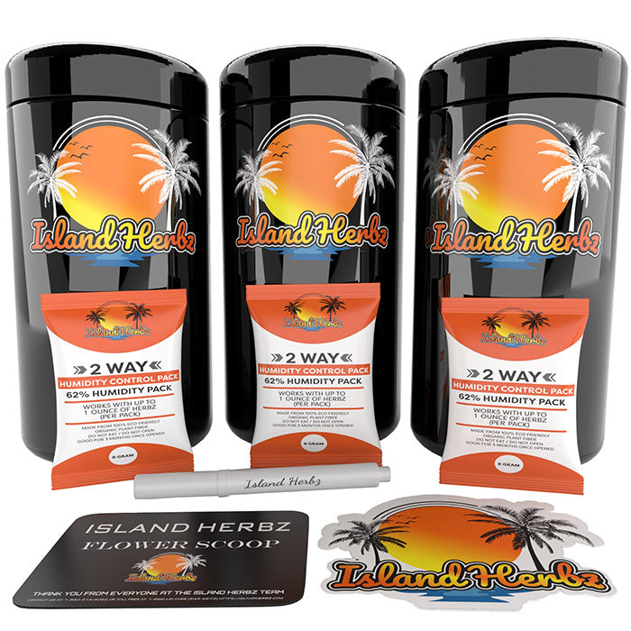 Island Herbz 1 oz. Premium Bio-Photonic Purple UV Glass Storage Jar, Pack of 3