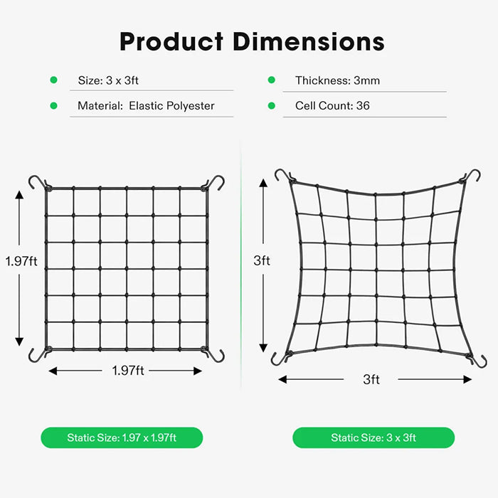 Vivosun Elastic Trellis Netting, 3' x 3'