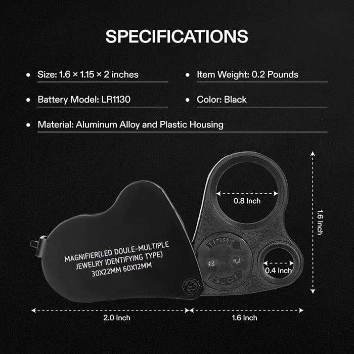 Vivosun 30x-60x Jewelers Loupe Magnifier with LED Light