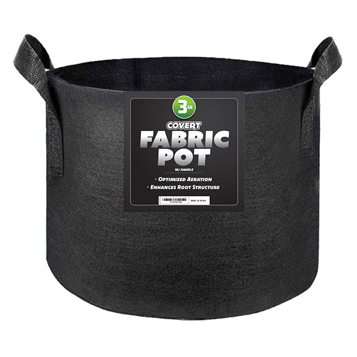 Covert Fabric Pot with Handle, 3 Gallon - Black