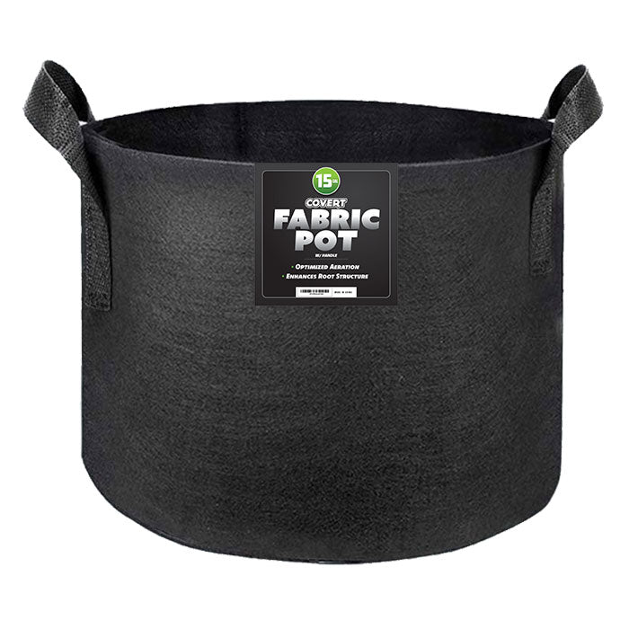 Covert Fabric Pot with Handle, 15 Gallon - Black