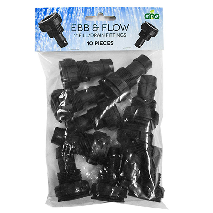 Grow1 Ebb & Flow Fill/Drain Fittings, 1 Inch - Pack of 10