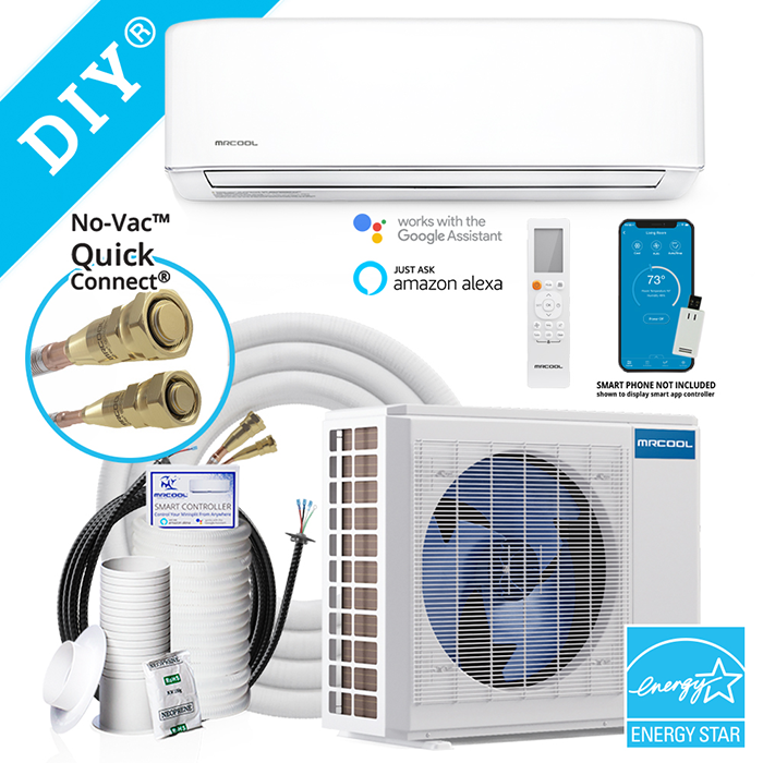 MRCOOL DIY GEN 4 E-Star 18000 BTU Ductless Mini-Split Air Conditioner With Heat Pump, 25 Foot Install Kit, DIY Pro Cable, & Enhanced WiFi Connectivity, 230 Volts