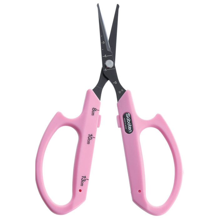 Saboten PT-4 Fluorine Coated Round Tip Angled Blade Trimming Scissors, Pink
