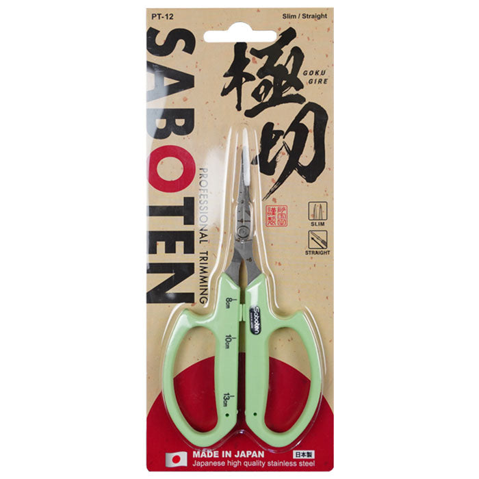 Saboten PT-12 Stainless Steel Straight Blade Trimming Scissors, Green