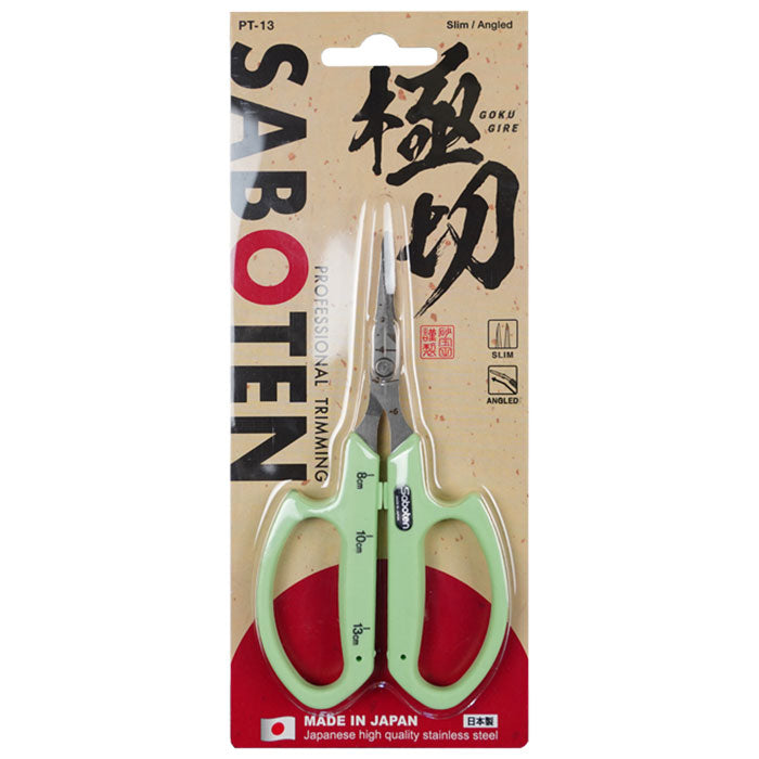 Saboten PT-13 Stainless Steel Angled Blade Trimming Scissors, Green