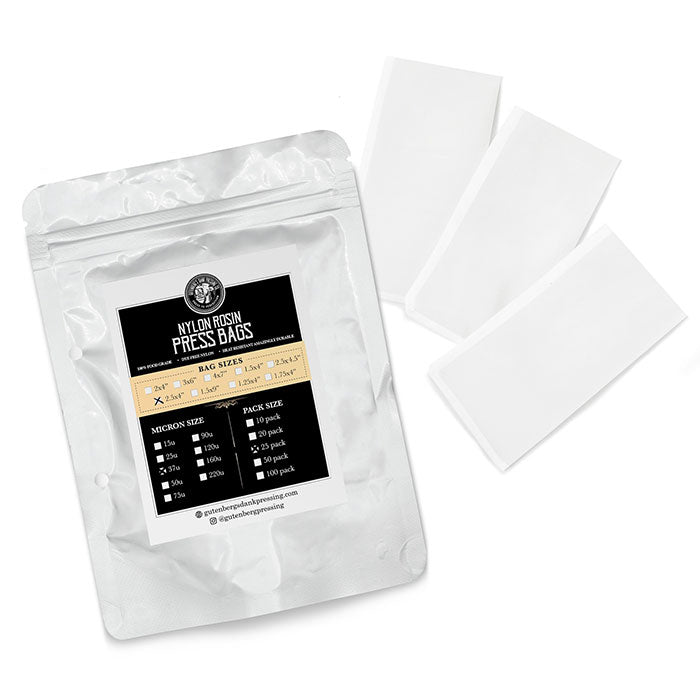 Gutenbergs Dank Pressing Co. 2.5" x 4" Rosin Bags, 50 Micron - Pack of 25