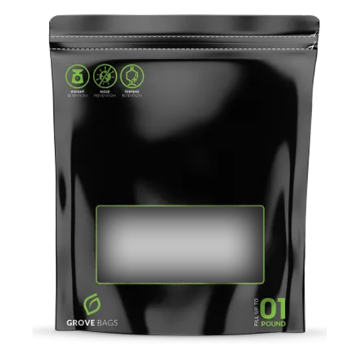 Grove Bags TerpLoc Storage Bags with Window Pouch, Black & Clear - 1 lb.