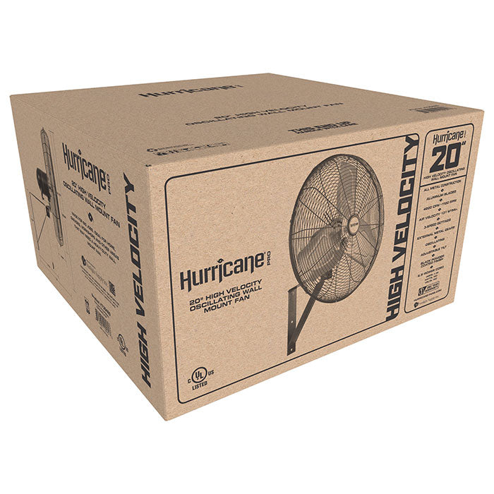 Hurricane Pro Commercial Grade Oscillating Wall Mount Fan, 20 in