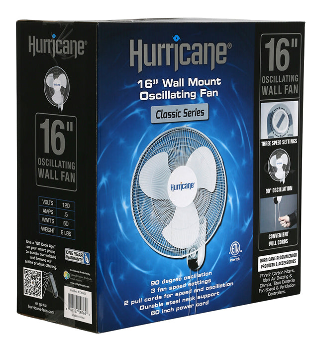 Hurricane Classic Series Wall Mount Fan, 16"