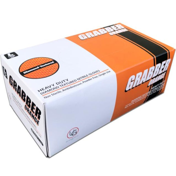 Grabber Orange Nitrile Gloves, Box of 100