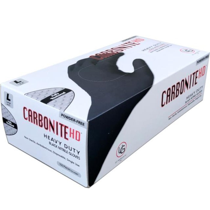 Grabber Carbonite HD Black Nitrile Gloves, Box of 100