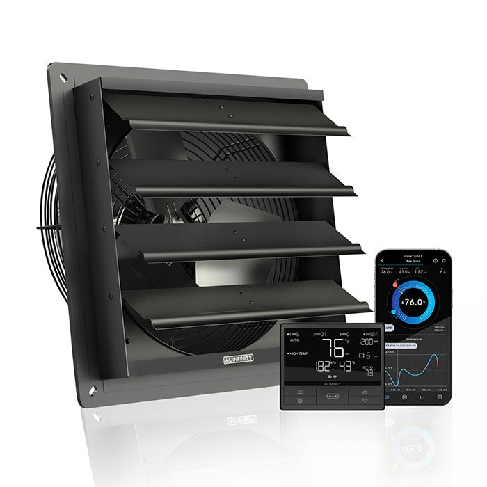 AC Infinity AIRLIFT T12 Smart Shutter Exhaust Ventilation Fan with Temperature Humidity Controller, 12"