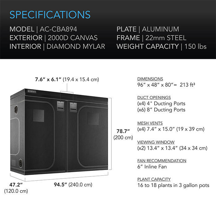 AC Infinity CLOUDLAB 4' x 8' Grow Tent