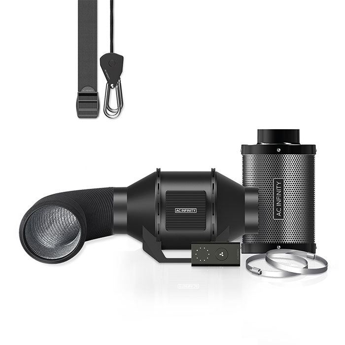 AC Infinity Air Filtration Kit with Inline Fan and Controller, Carbon Filter, and Ducting Combo