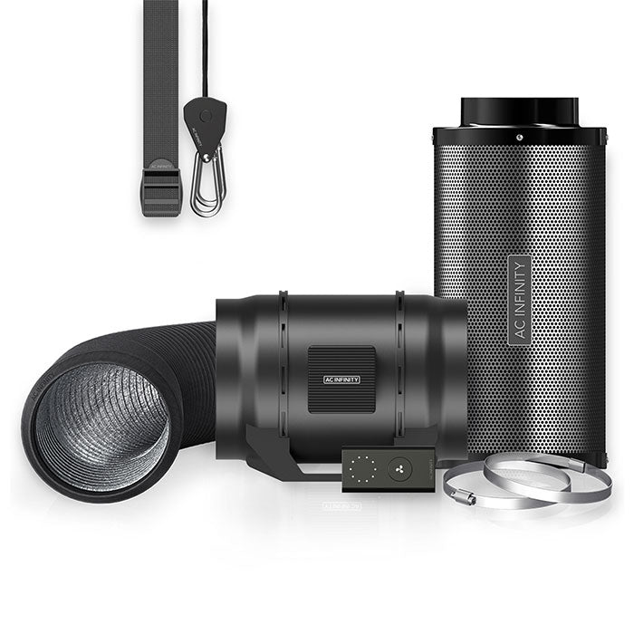 AC Infinity Air Filtration Kit with Inline Fan and Controller, Carbon Filter, and Ducting Combo