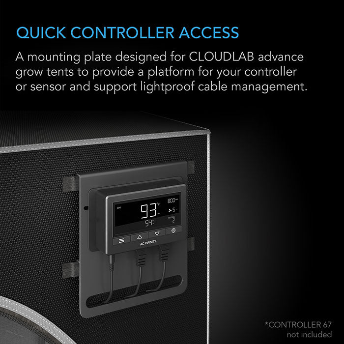 AC Infinity Black Powder Coated Steel Grow Tent Mounting Plate, 6" x 7"