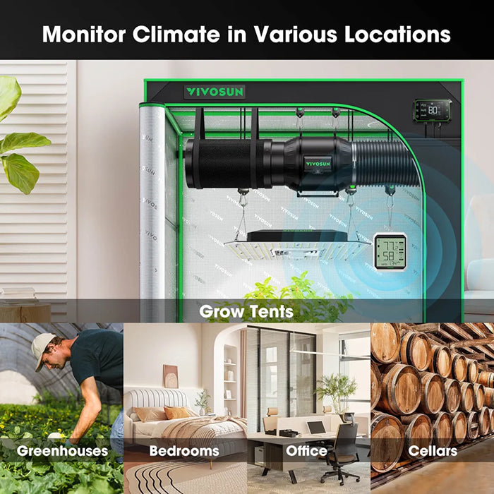 Vivosun AeroLab THB1S Bluetooth Hygrometer Thermometer with External Sensor Probe