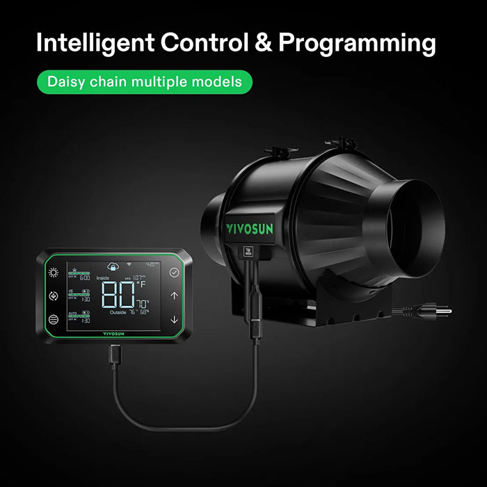 Vivosun AeroZesh T Series Inline Fan with E42A Controller