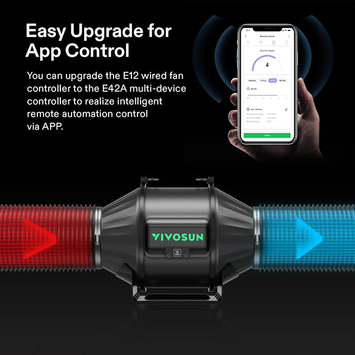 Vivosun AeroZesh T4 4" Inline Fan with E12 Speed Controller