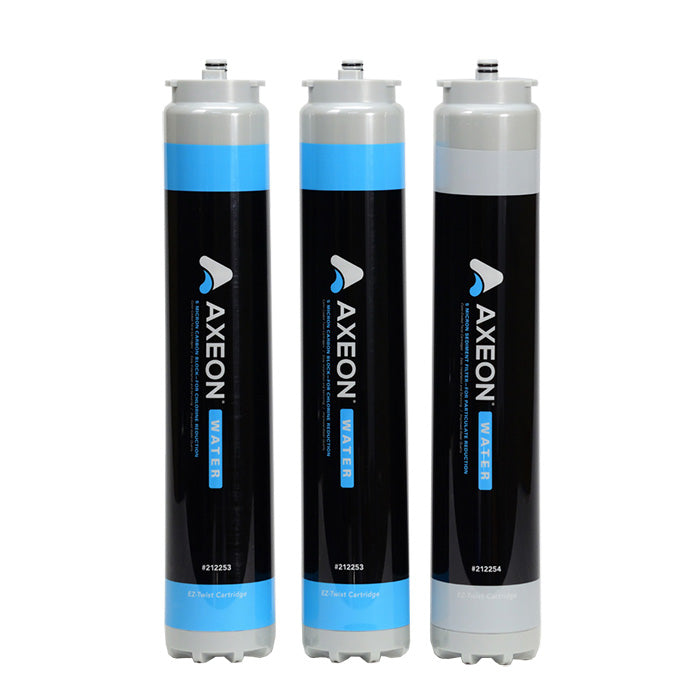 Axeon Hydro RO EZ-Twist Sediment and Carbon Cartridges, Pack of 3