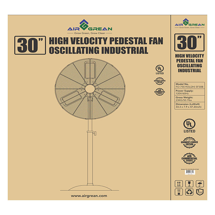 AirGrean High Velocity Oscillating Pedestal Fan