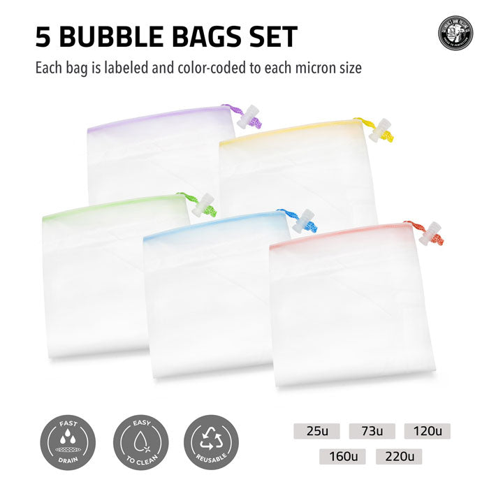 Gutenbergs Dank Pressing Co. All Mesh Bubble Bags, 5 Gallon 5 Bag Set