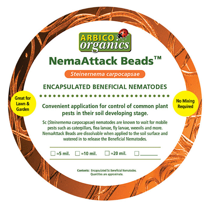 ARBICO Organics NemAttack Beads Steinernema Carpocapsae (Sc) Beneficial Nematodes, Pack of 5 Million