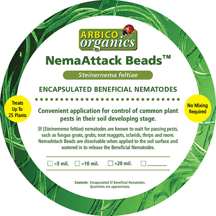 ARBICO Organics NemAttack Beads Steinernema Feltiae (Sf) Beneficial Nematodes, Pack of 5 Million