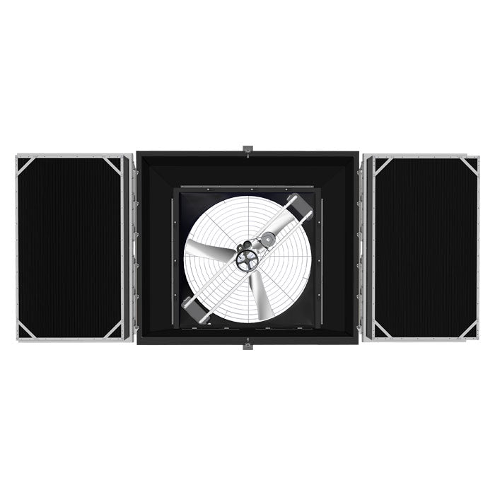 J&D Manufacturing Light Trap System, 55" - 26365 CFM (Belt Drive, 230-460 Volt, 2HP, Three Phase, With Cone, Slant, Aluminum Shutter, 3 Blade Cast Aluminum Prop)