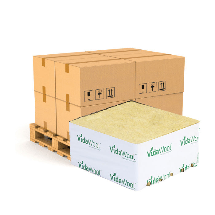VidaWool Rockwool Block 256 No Hole, 8 Inch x 8 Inch x 4 Inch, Case of 36 - Pallet of 20 Cases (720 Total Blocks)