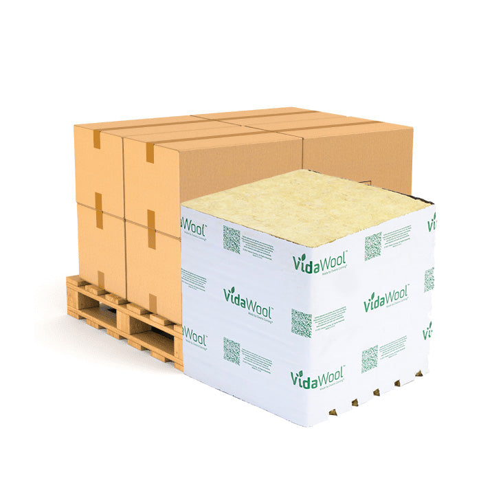 VidaWool Rockwool Block 512 No Hole, 8 Inch x 8 Inch x 8 Inch, Case of 18 - Pallet of 20 Pallets (360 Total Blocks)