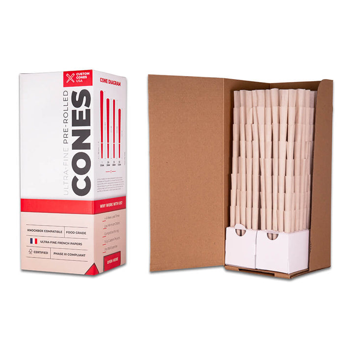 Custom Cones USA 98mm Pre-Rolled Cones, Hemp Paper - Case of 800