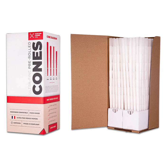Custom Cones USA 109mm Pre-Rolled Cones, White Flax - Case of 800