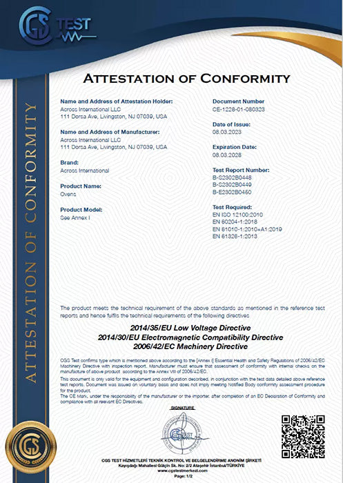 Across International ECO 150°C 3.2 CF Vacuum Oven with Heated Shelves & LED Light, 110 Volt